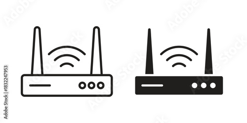 Wifi modem icon symbol. Classic flat and linr style