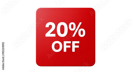 Discount offer with 20 percent off presented in red square  