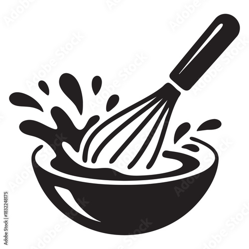 Whisking Action in a Bowl with Splashing Liquid cooking
