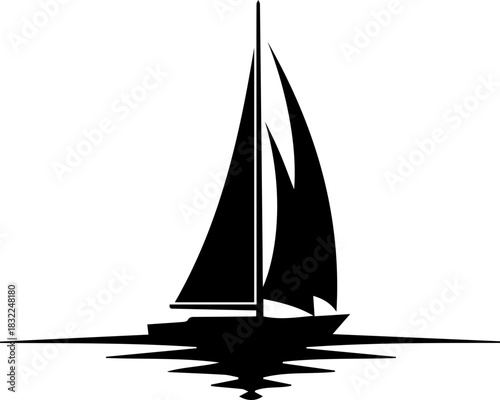 Elegant sailboat gliding smoothly on calm water, a symbol of freedom, adventure, and nautical lifestyle, originally a scalable vector graphic