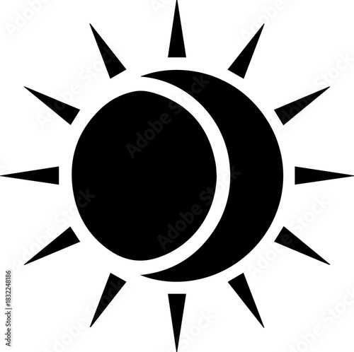 Stunning sun and moon icon evoking balance and nature, originally a scalable vector graphic for logo design and celestial themes, dynamic and eye catching
