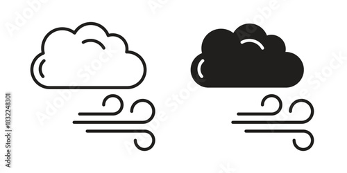 Wind clouds icon symbol. Classic flat and linr style