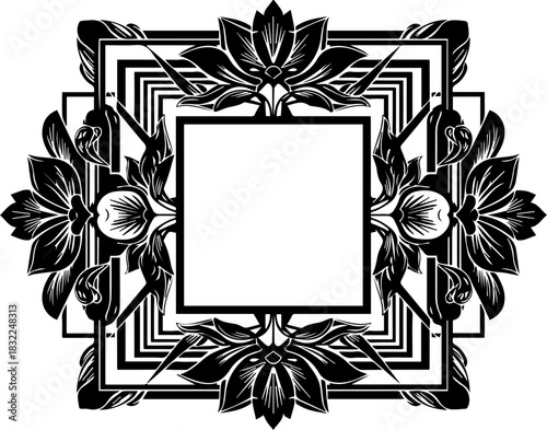 Elegant floral frame perfect for invitations, logos, or decorative designs, a modern graphic element with classic appeal, originally a scalable vector.