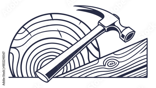 “Modern carpentry logo — abstract wood grain + hammer fusion — minimalist branding vector.”