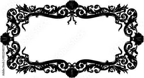 Elegant ornate frame for invitations, announcements, or certificates with classic baroque design, perfect for adding a touch of sophistication and luxury