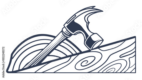 “Modern carpentry logo — abstract wood grain + hammer fusion — minimalist branding vector.”