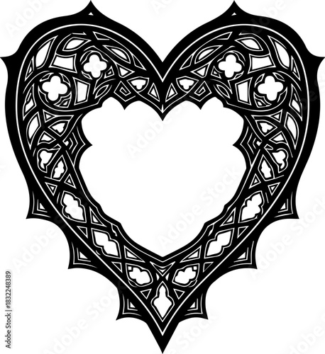 Intricate gothic heart design with vintage flair, perfect for romantic themes, tattoo designs, or elegant invitations originally a scalable vector graphic
