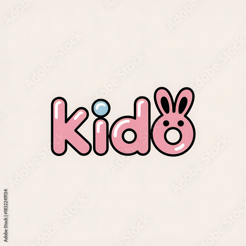 Cute pink bunny logo for kids brand