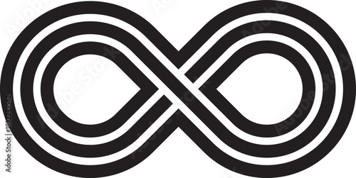 Infinity shape black solid icon, Different infinity loops symbol graphic design representing Endless, Forever, and Limitless Concepts, Isolated on transparent background vector illustration.