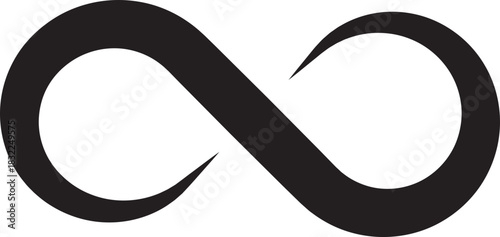 Infinity shape black silhouette icon, Different infinity loops symbol graphic design representing Endless, Forever, and Limitless Concepts, Isolated on transparent background vector illustration.