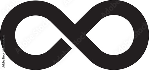 Infinity shape black silhouette icon, Different infinity loops symbol graphic design representing Endless, Forever, and Limitless Concepts, Isolated on transparent background vector illustration.