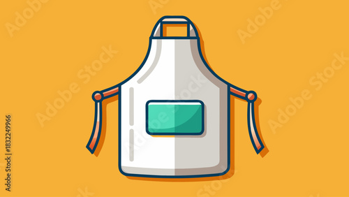 White empty apron with neck strap laid flat in top-view composition on a plain background. Ideal template for merchandise design, logo placement, kitchenwear branding, or promotional visuals