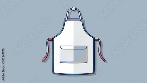 Blank white kitchen apron with adjustable neck strap, displayed from top view on a clean neutral background. Simple textile mockup perfect for branding, printing design, or product presentation
