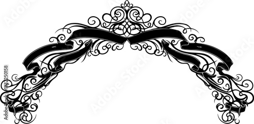 Elegant flourished banner for invitations, announcements, and decorative headings with classic curves and calligraphic elements, a vintage inspired design