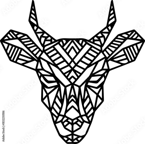 Stunning geometric antelope head design, perfect for modern brands, wildlife conservation projects, and eye-catching t-shirt designs with a unique flair