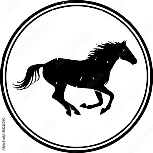 Elegant silhouette of a wild horse running free, vector design for branding, ranch life, equestrian sports, mustang symbol, classic heritage and power