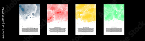 set of bright colorful watercolor background for poster, brochure or flyer poster