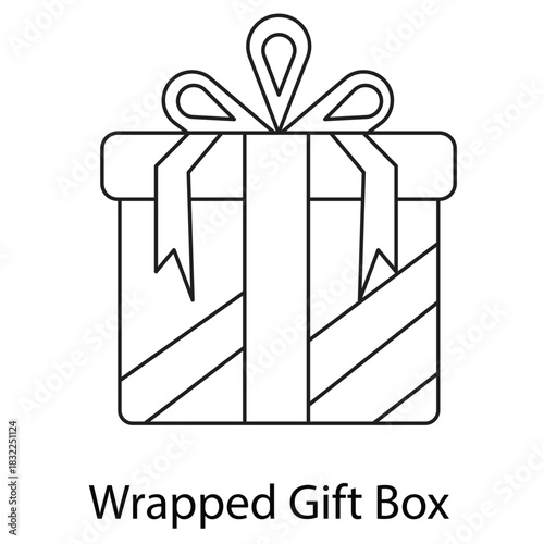 Wrapped Gift Box Icon. Vector Design