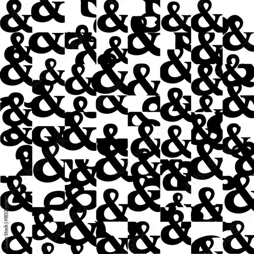 Black and white ampersand pattern seamless vector design for graphic design and web design projects 100 char