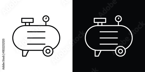 Air compressor icon line drawing clipart symbol. Vector illustration