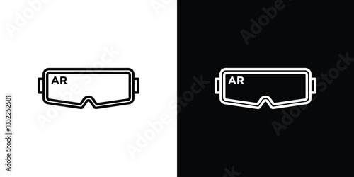 AR headset icon line drawing clipart symbol. Vector illustration