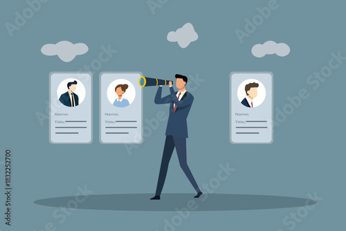 Talent Scouting Recruitment Search Target Audience Identification | Business Focus Concept Vector Illustration