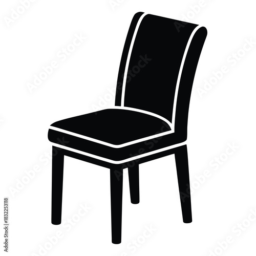Side chair icon dining room flat vector monoline furniture design