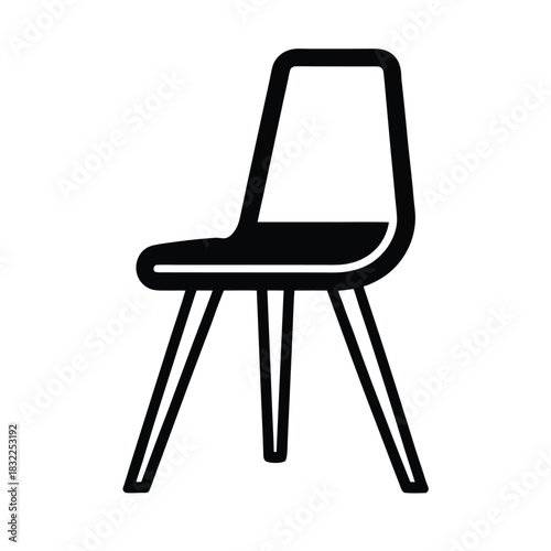 Simple chair icon minimalist furniture flat vector monoline design