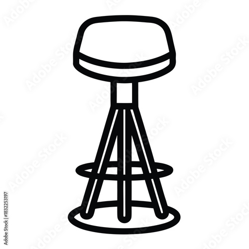 Bar stool icon high seat swivel flat vector monoline bold design
