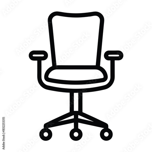 Computer chair office swivel seating furniture vector icon