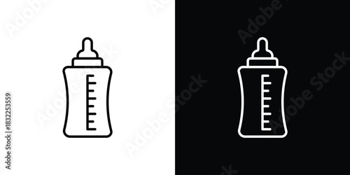 Baby milk bottle icon line drawing clipart symbol. Vector illustration