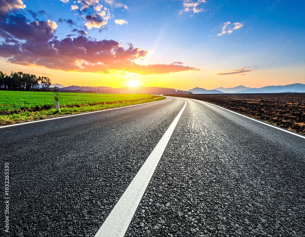 Fototapeta premium Asphalt road and dividing lines