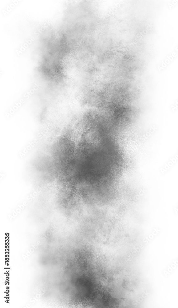 Fototapeta premium Dynamic black fine smoke illustration Black Smog Black fog smoke Grey smoke puff, white background and studio with no people with fog in the air. Transparency only in vector PNG format. Realistic