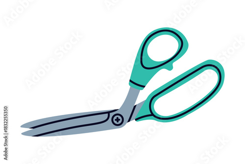 Pair of Scissors for Tailor as Hand-operated Shearing Tool Vector Illustration