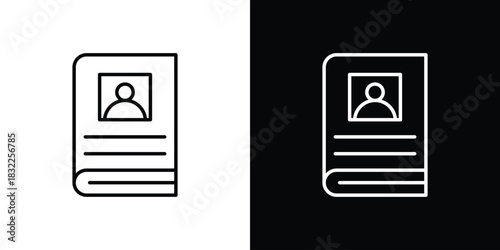Biography icon line drawing clipart symbol. Vector illustration