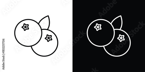 Blueberry icon line drawing clipart symbol. Vector illustration