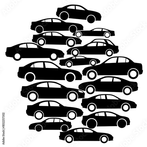 Black and white car vector graphic illustration for automotive design and transportation needs