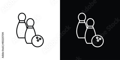 Bowling icon line drawing clipart symbol. Vector illustration