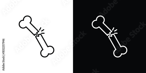 Broken bone icon line drawing clipart symbol. Vector illustration