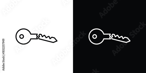 Broken key icon line drawing clipart symbol. Vector illustration