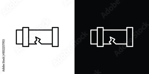 Broken pipe icon line drawing clipart symbol. Vector illustration