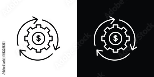 Business model icon line drawing clipart symbol. Vector illustration