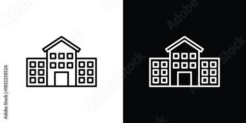 Campus icon line drawing clipart symbol. Vector illustration