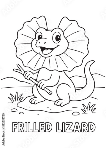 coloring book Frilled Lizard – a frilled lizard with its frill open wide