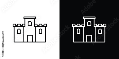 Castle icon line drawing clipart symbol. Vector illustration
