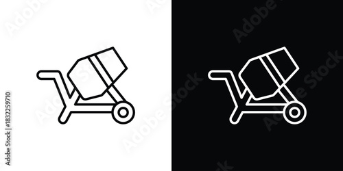 cement mixers icon line drawing clipart symbol. Vector illustration