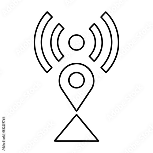 Location pin with wifi signal and triangle outline