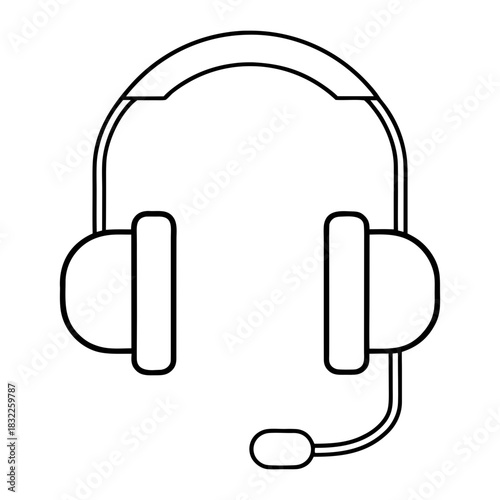 Illustration of a headset with microphone outline