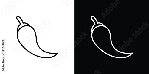 Chili icon line drawing clipart symbol. Vector illustration