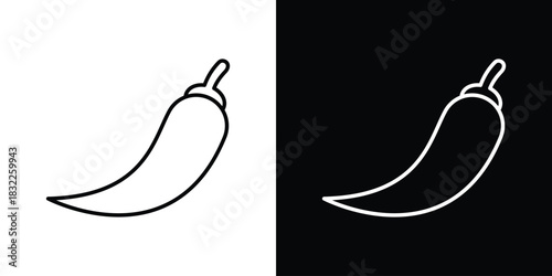 chilli pepper icon line drawing clipart symbol. Vector illustration